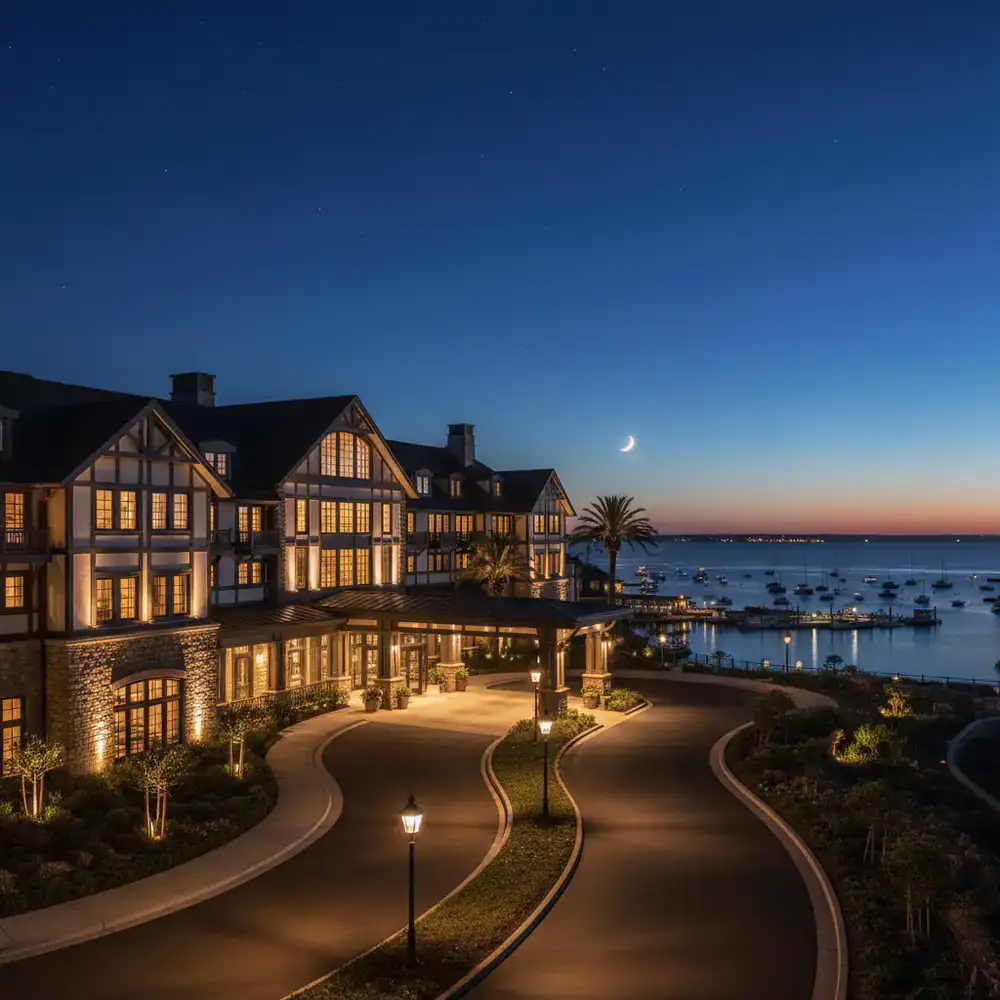 Harbor Lights Casino Lodge at night